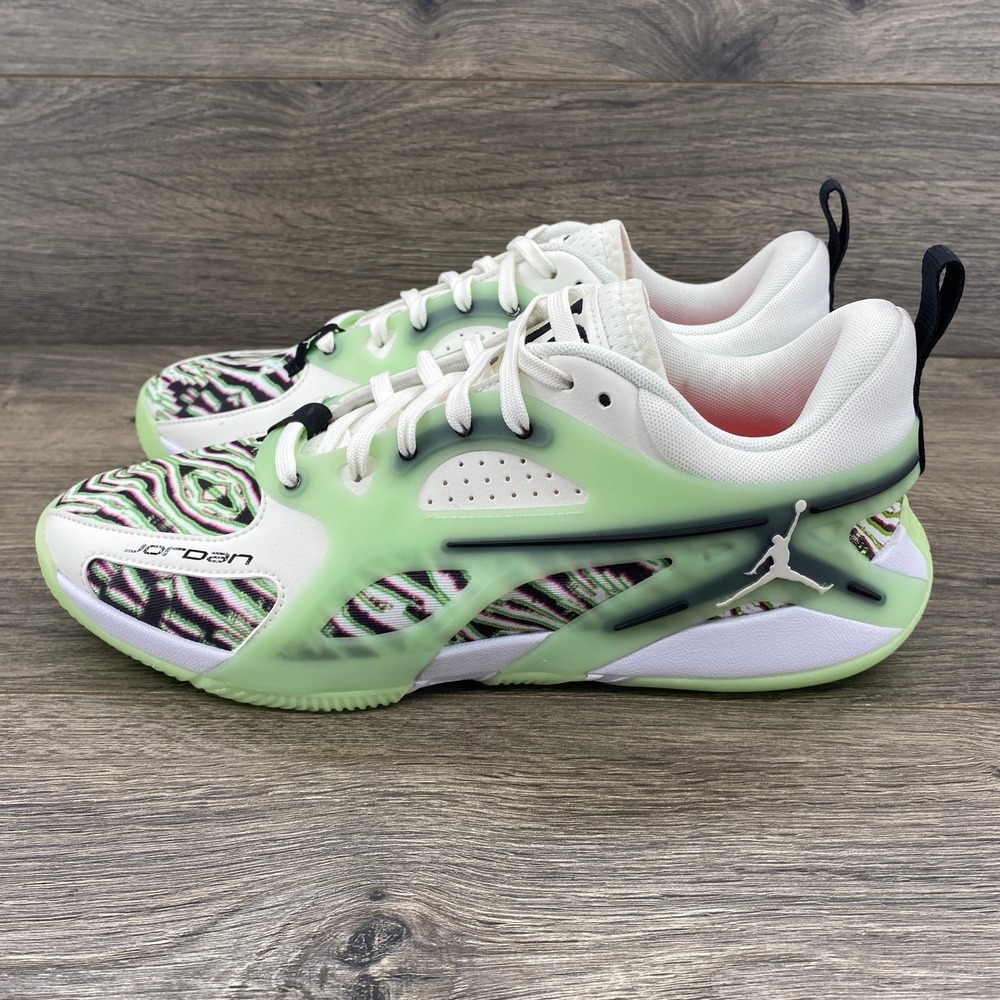 Jordan Women's Basketball Sneakers FZ2471  100 Ghost Green Black Zebra Size 10.5